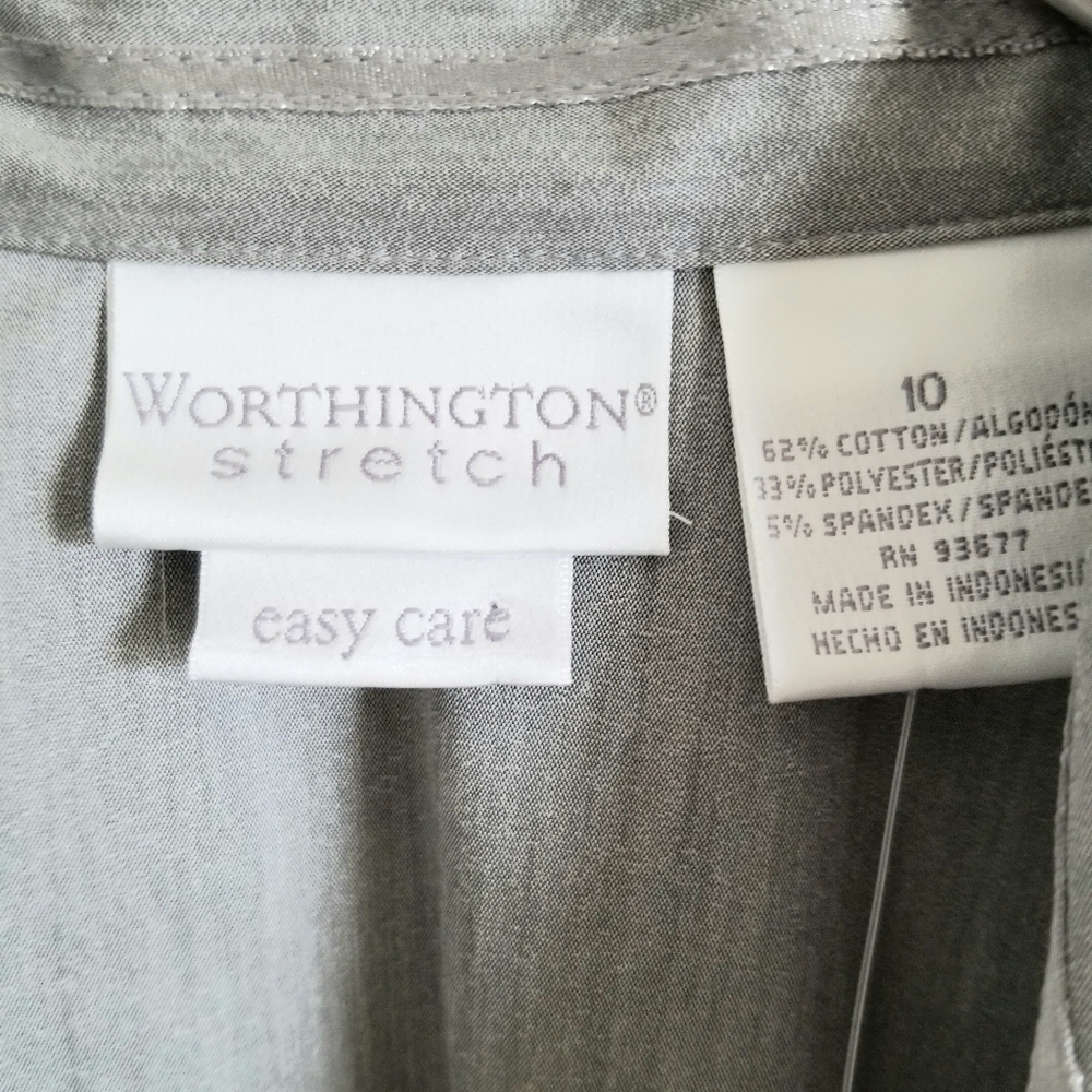 Worthington Silver Button Down Shirt Size 10 - Picture 6 of 7
